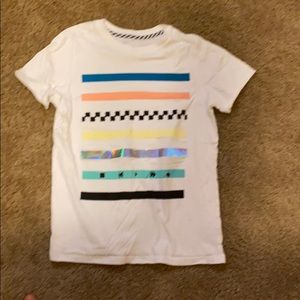 White shirt with multiple decorative stripes